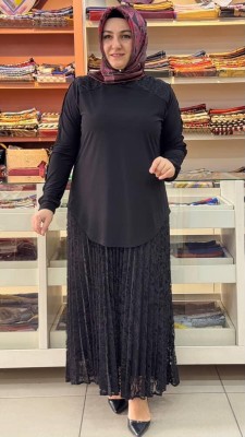 Dantelli Etekli Takım Siyah/6069 - Thumbnail