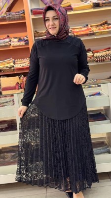 Dantelli Etekli Takım Siyah/6069 - Thumbnail
