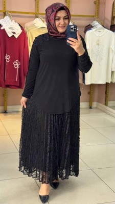 Dantelli Etekli Takım Siyah/6069 - Thumbnail