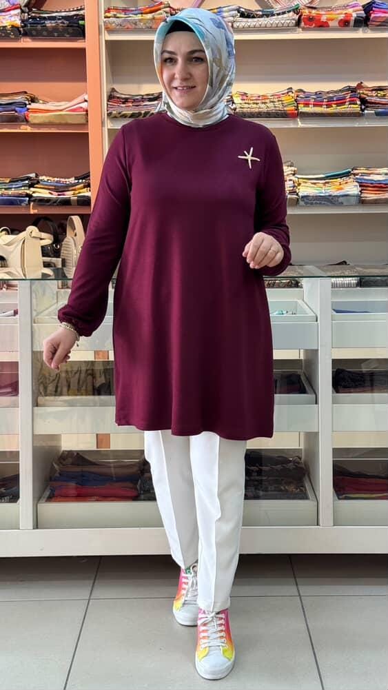 Kado - Deniz Yıldızı Detaylı Tunik Bordo/251784