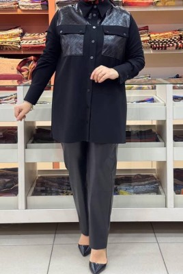Esswap - Deri Detaylı Tunik Siyah/21553