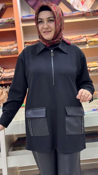 Deri Pantolonlu Takım Siyah/6170