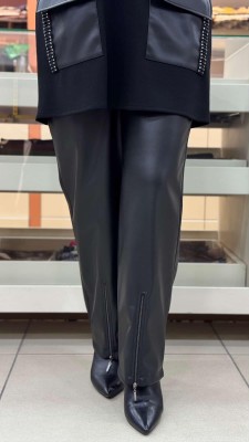 Deri Pantolonlu Takım Siyah/6170 - Thumbnail