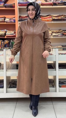 Deri Ve Kumaş Detaylı Süet Kap Camel/61172 - Thumbnail