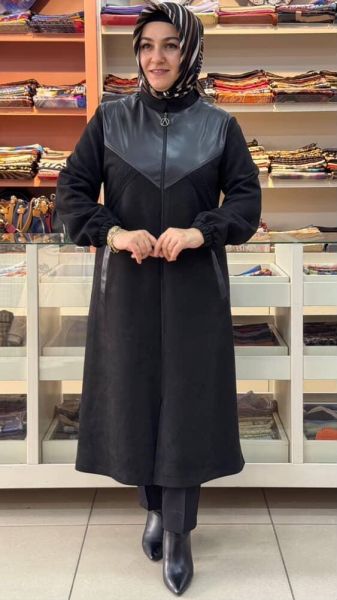 Deri Ve Kumaş Detaylı Süet Kap Siyah/61172