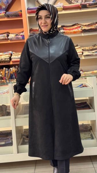 Deri Ve Kumaş Detaylı Süet Kap Siyah/61172