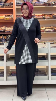 inza moda - Deri Ve Pul Detaylı Pantolonlu Takım Siyah/2020