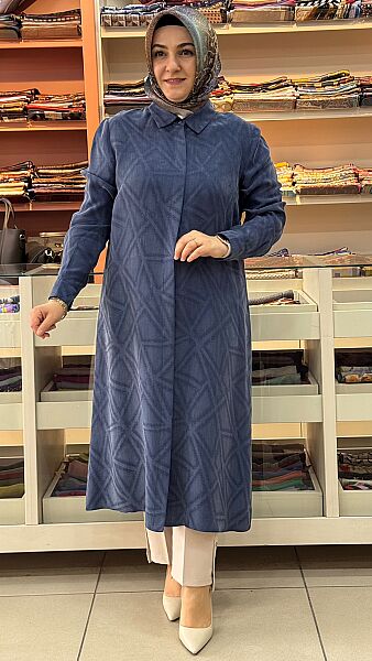 Desenli Cupra Tunik İndigo/4219