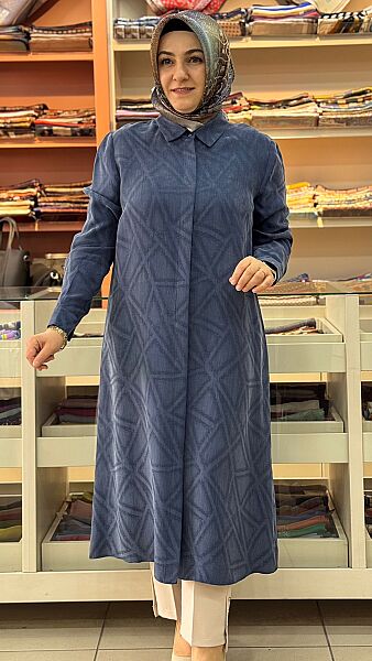 Desenli Cupra Tunik İndigo/4219