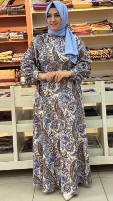 Esswap - Desenli Elbise Bej/23435