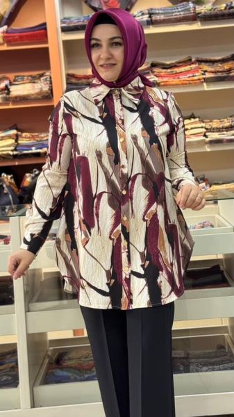 Desenli Tunik Bordo/21605