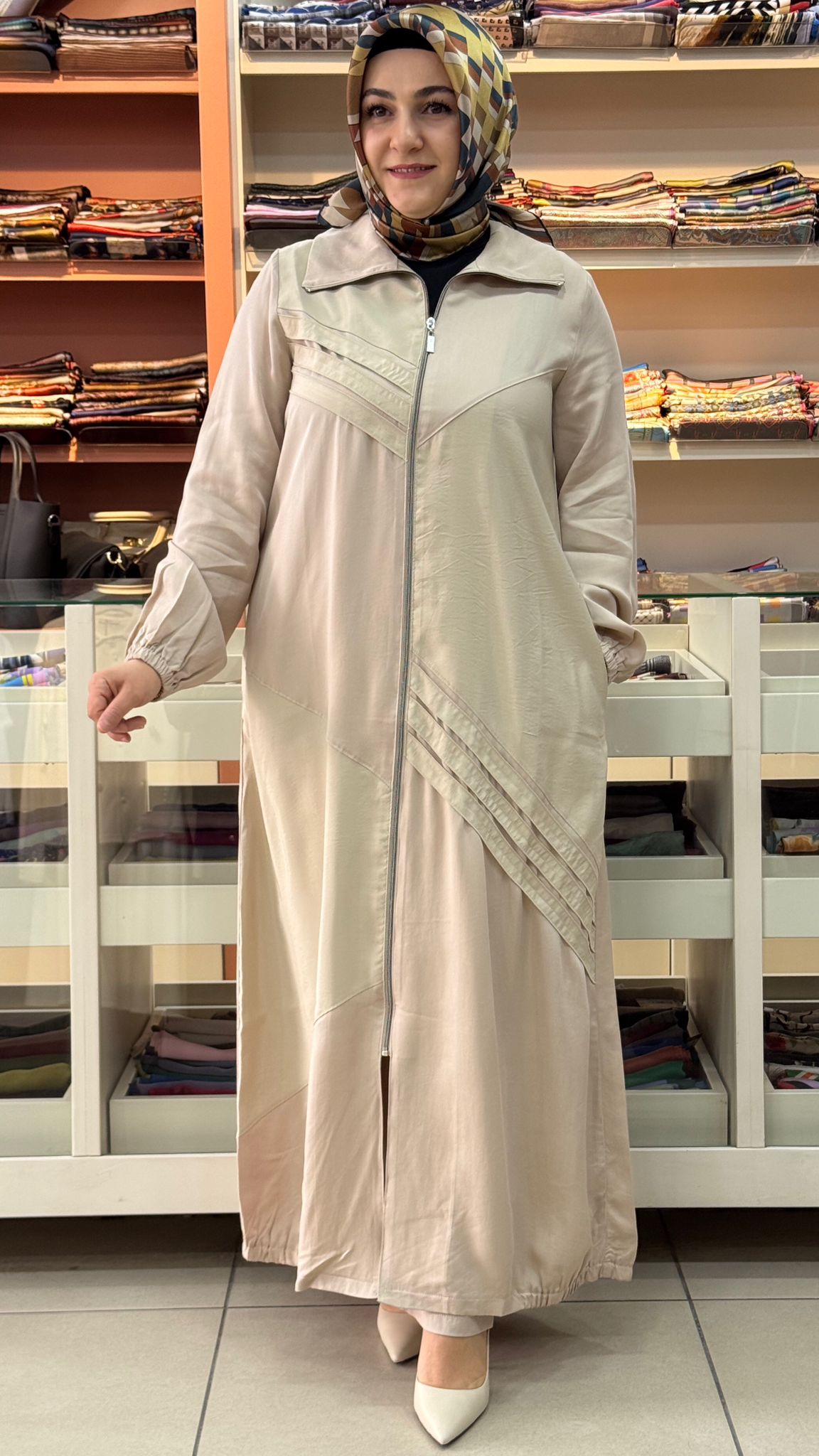 MICCA - Dik Yaka Paraşüt Detaylı Ferace Taş/261528 