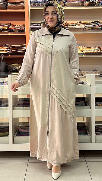 Dik Yaka Paraşüt Detaylı Ferace Taş/261528 