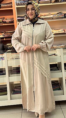 Dik Yaka Paraşüt Detaylı Ferace Taş/261528 - Thumbnail