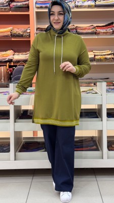 Dik Yaka Tunik Yağ Yeşili/257598 - Thumbnail