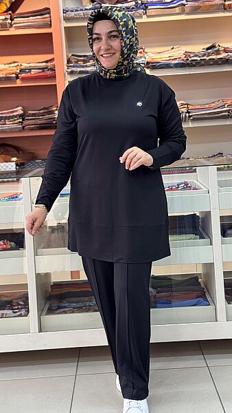 Dikiş Detaylı Pantolonlu Takım Siyah / 263702 