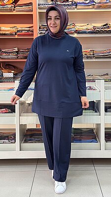 Kado - Dikiş Detaylı Pantolonlu Takım Lacivert / 263702 