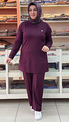 Kado - Dikiş Detaylı Pantolonlu Takım Bordo / 263702 