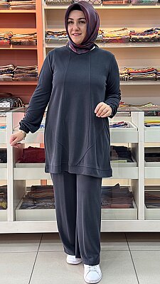 Kado - Dikiş Detaylı Pantolonlu Takım Antrasit68220 