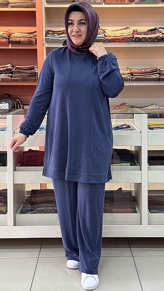 Dikiş Detaylı Pantolonlu Takım Lacivert/268220 