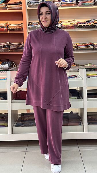 Dikiş Detaylı Pantolonlu Takım Bordo/268220 