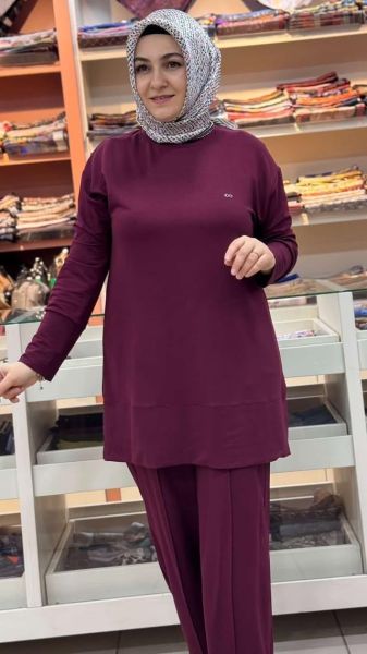 Dikiş Detaylı Takım Bordo/257272