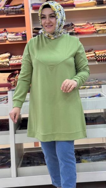 Dikiş Detaylı Tunik Fıstık Yeşili/257320