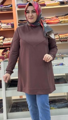 Dikiş Detaylı Tunik Kahve/257320 - Thumbnail