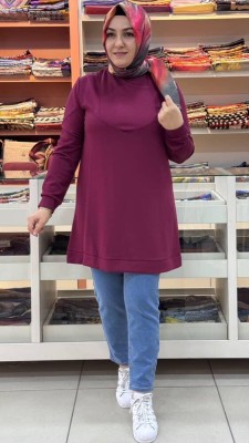 Kado - Dikiş Detaylı Tunik Bordo/257320