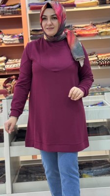 Dikiş Detaylı Tunik Bordo/257320 - Thumbnail