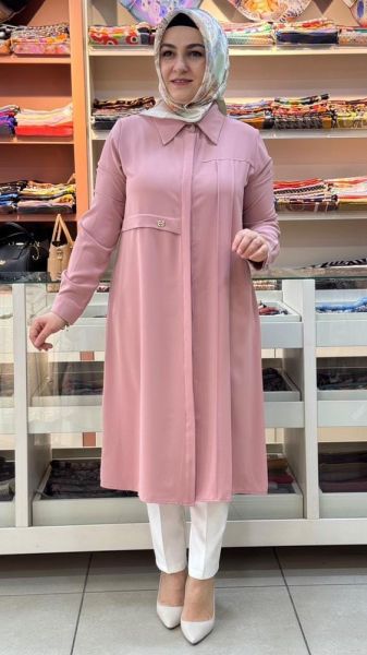 Dikiş Ve Arma Detaylı Tunik Pudra/1240
