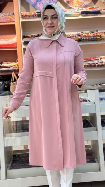 Dikiş Ve Arma Detaylı Tunik Pudra/1240