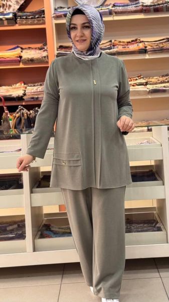 Dikiş Ve Metal Detaylı Takım Haki/27141