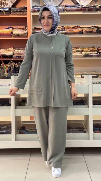 Dikiş Ve Metal Detaylı Takım Haki/27141