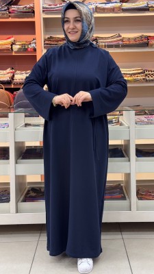 Duble Kol Dikişli Elbise Lacivert/3170 - Thumbnail