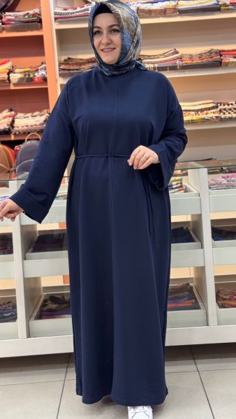 Duble Kol Dikişli Elbise Lacivert/3170