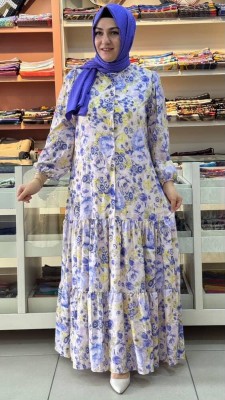 Puane - Düğme Detaylı Elbise Mor/12637