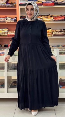 Puane - Düğme Detaylı Elbise Siyah/12625