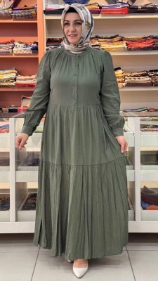 Puane - Düğme Detaylı Elbise Haki/12625