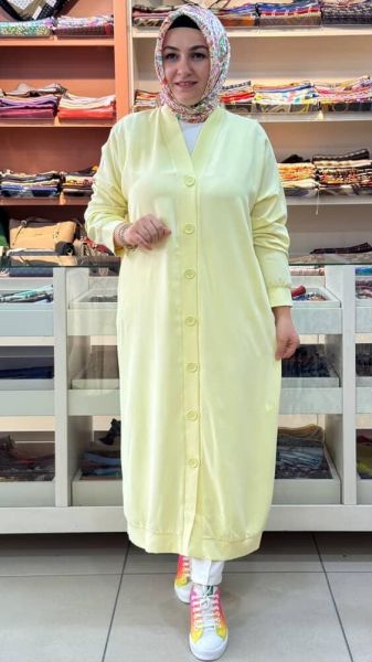 Düğme Detaylı Hırka Sarı/10696
