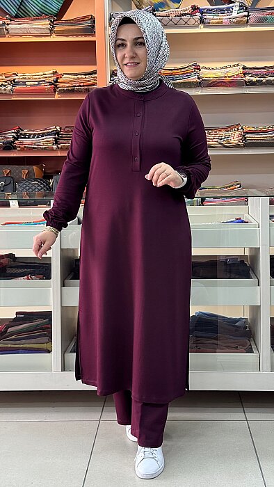 Kado - Düğme Detaylı Takım Bordo / 268186