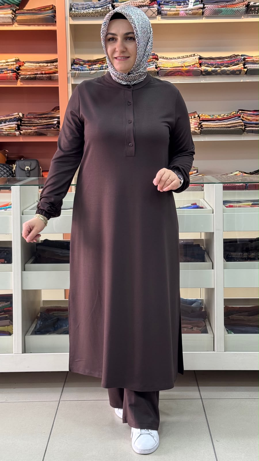 Kado - Düğme Detaylı Takım Kahverengi / 268186