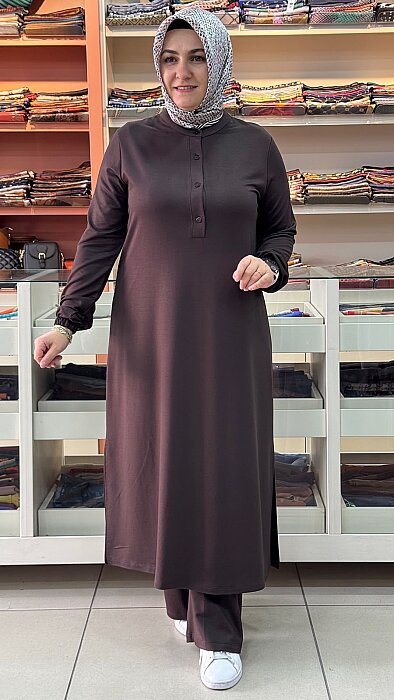 Kado - Düğme Detaylı Takım Kahverengi / 268186