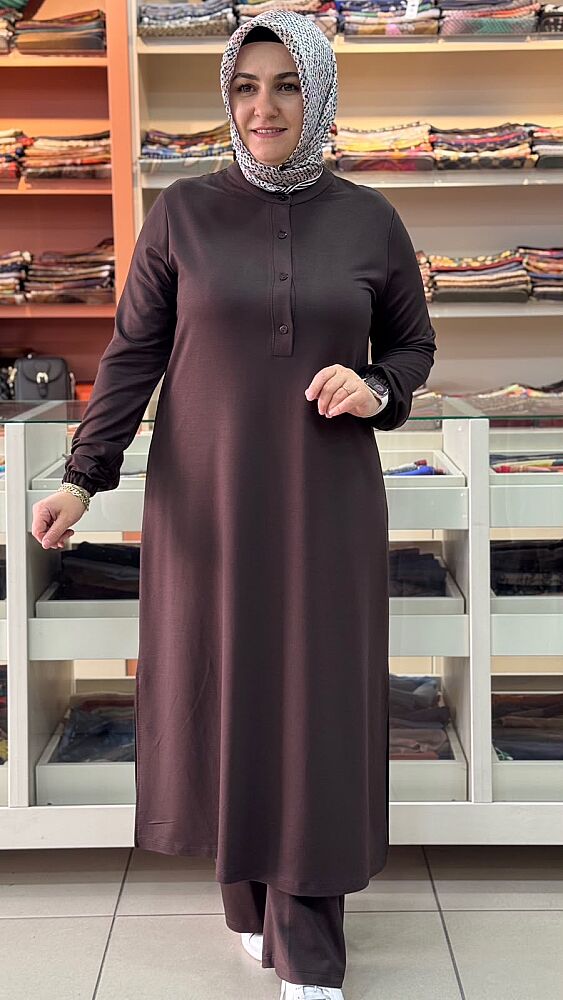 Düğme Detaylı Takım Kahverengi / 268186