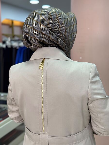 Düğme Detaylı Trençkot Taş/1731