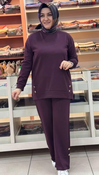 Düğme Ve Dikiş Detaylı Takım Bordo/1628