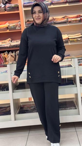 Düğme Ve Dikiş Detaylı Takım Siyah/1628