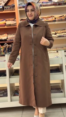 Düğme Ve İp Detaylı Trençkot Kahverengi/594 - Thumbnail