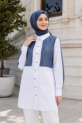 Esswap - Düğmeli Kot Detaylı Tunik Denim/2511417