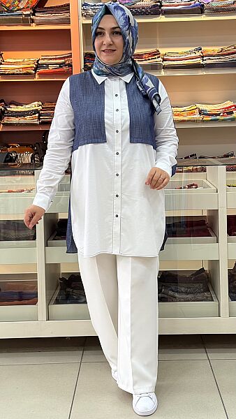 Düğmeli Kot Detaylı Tunik Denim/2511417